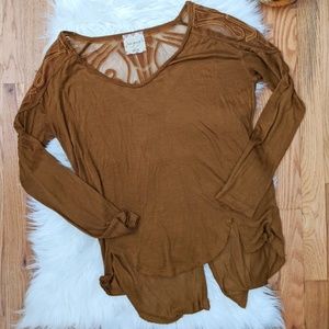 Free People Sheer Lace Detail Top Medium
